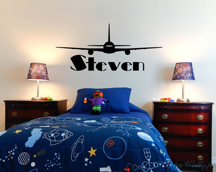 Autocollant mural d'avion avec nom personnalisé Autocollant mural d'avion avec nom personnalisé